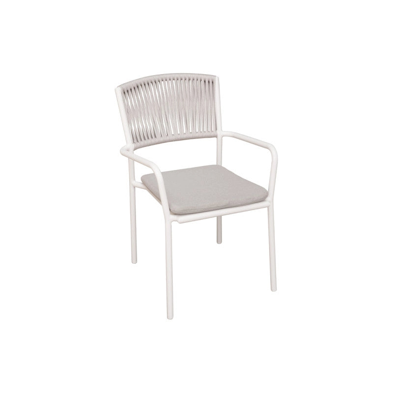 Sedia Modena Con B Alluminio Bianco E Corda Beige Moia