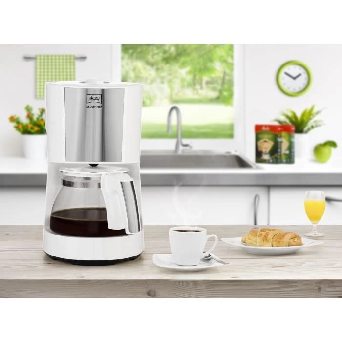 MELITTA 1017-03 Goditi la caffettiera in vetro Top Bianco / acciaio spazzolato 1017-03