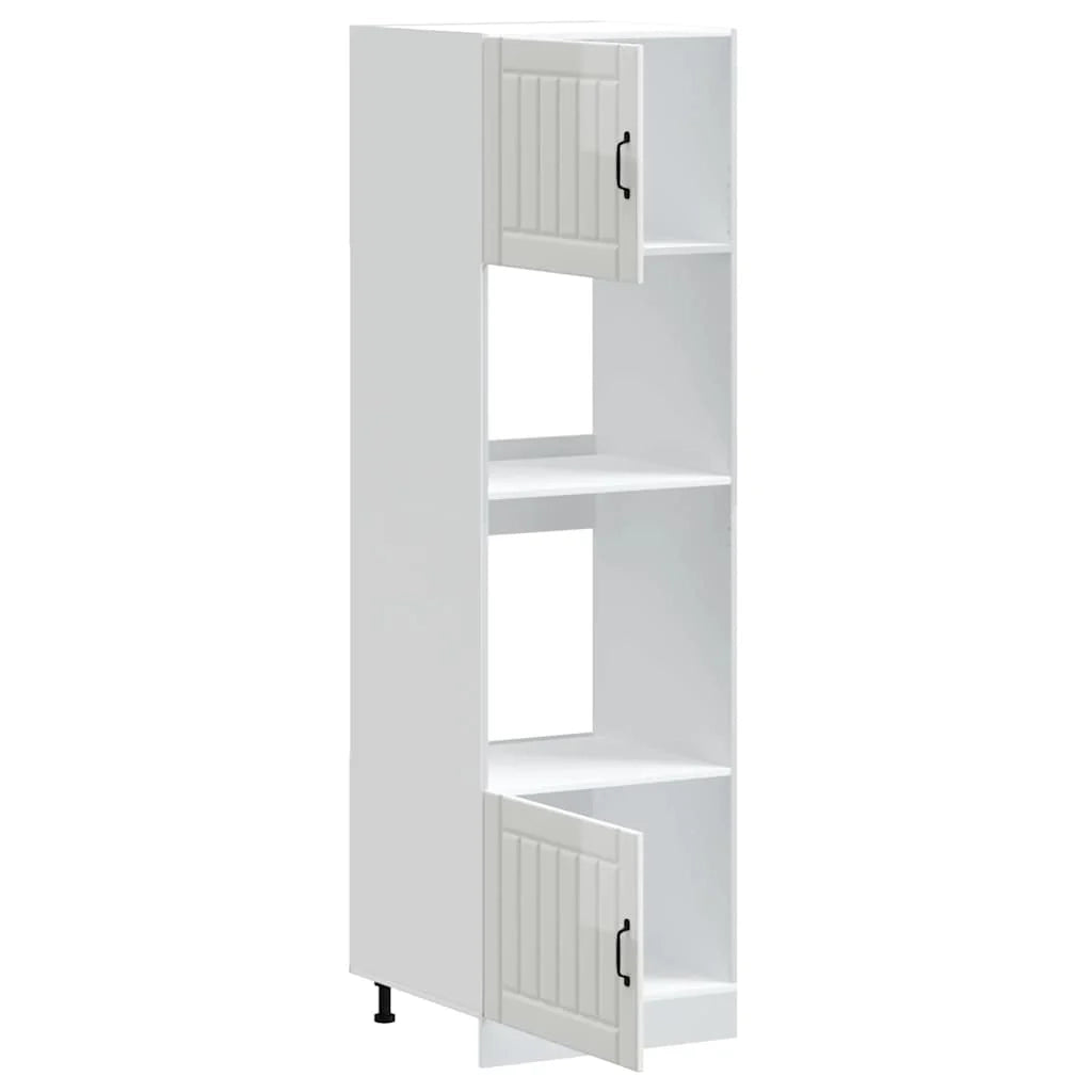 Set di 2 mobili da forno compatti e moderni con spazio di archiviazione regolabile 60 x 57 x 207 cm realizzati in legno ingegnerizzato bianco lucido 02_0055708