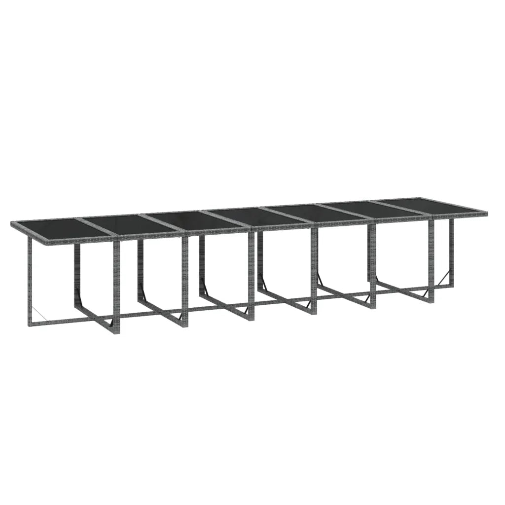 Set Pranzo da Giardino 15 pz con Cuscini in Polyrattan Grigio 3095644