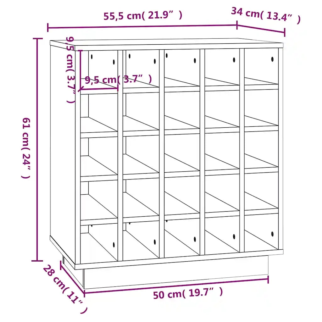 Portabottiglie Bianco 55,5x34x61 cm in Legno Massello di Pino CFW3108131
