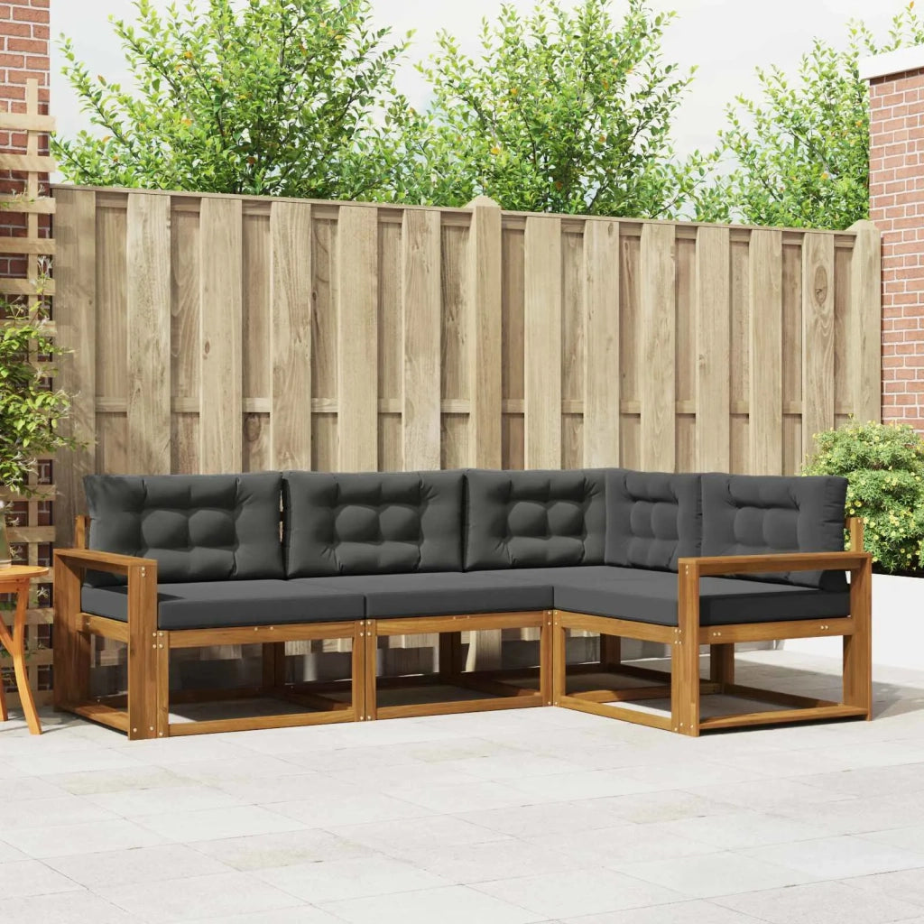 Set di divani da esterno con cuscino 4 pcs Naturale e Antracite