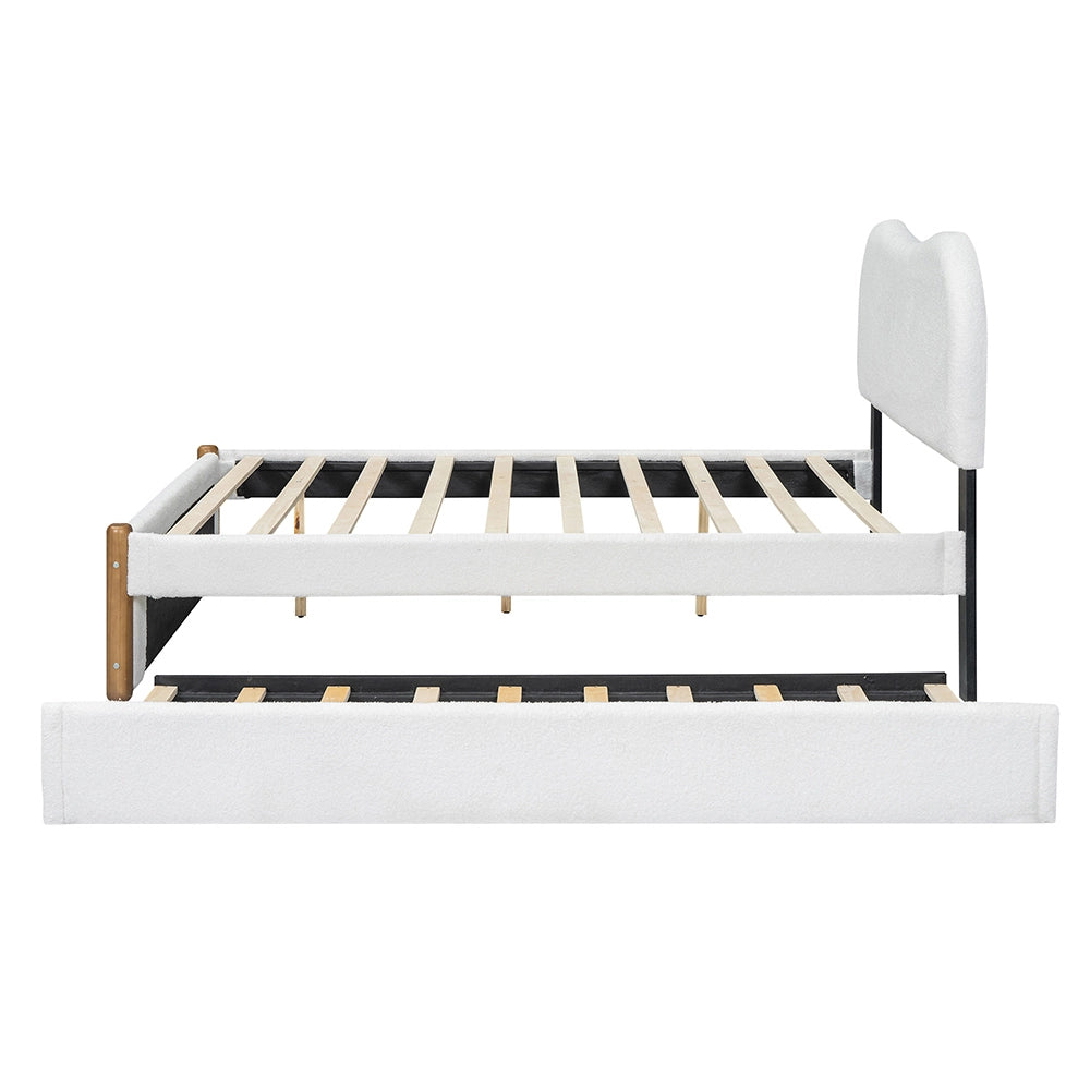 Letto a castello per bambini - Xylo - 140x200 cm - Bianco - Capitonato con letto estraibile
