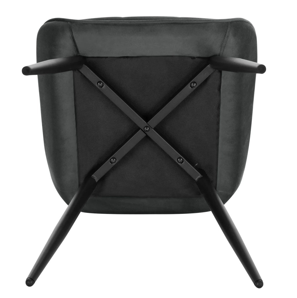 Set di 4 sedie da pranzo in velluto grigio scuro