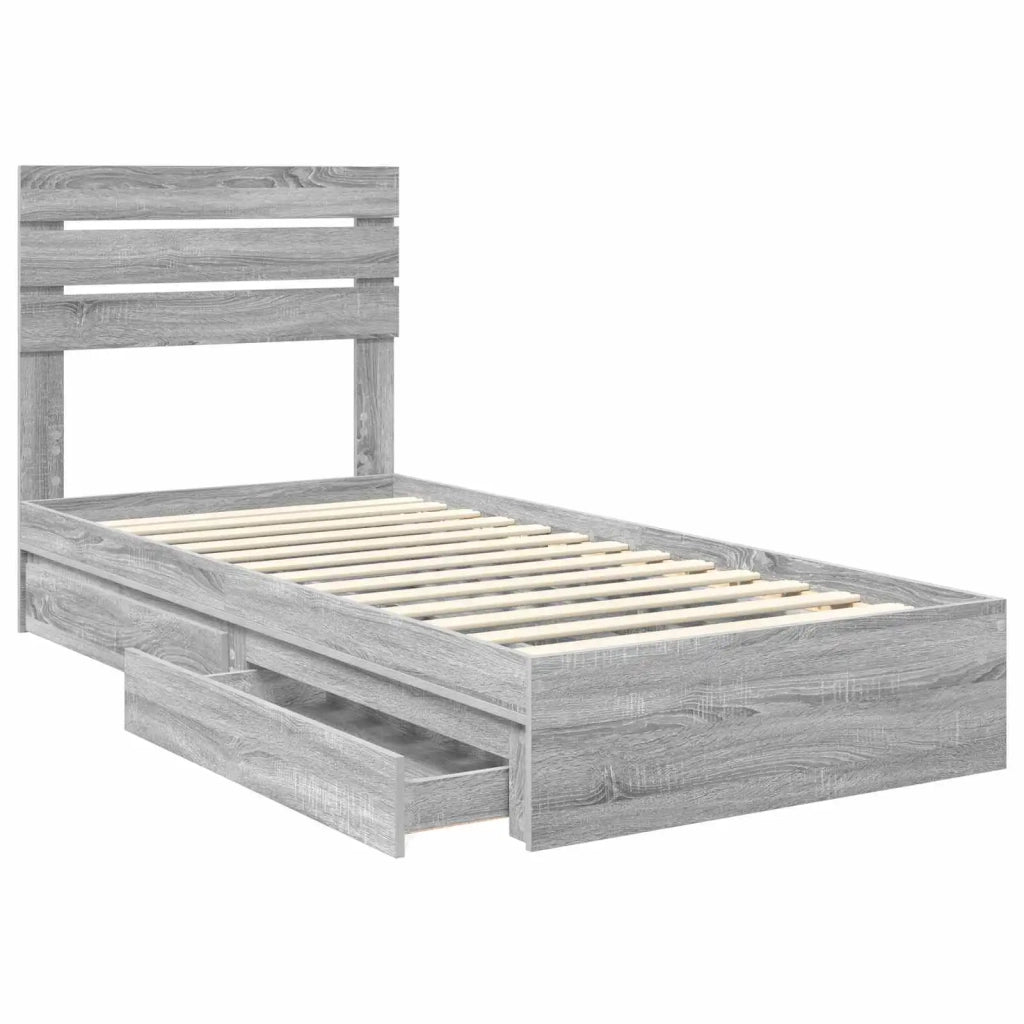 Letto con Contenitore con testiera Grigio Sonoma 75 x 190 cm 3411608