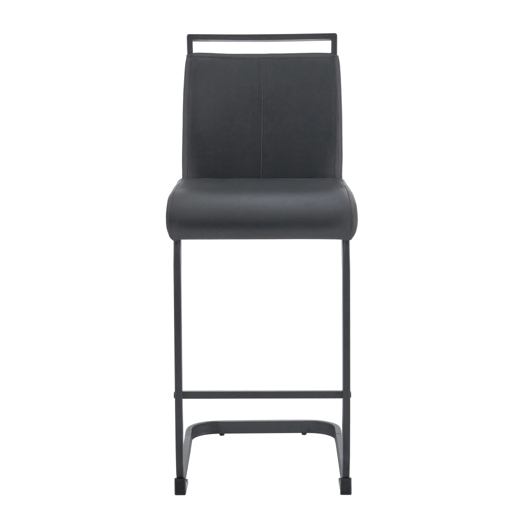 Sgabelli da Bar Set 2 Pezzi ¨C MINIMAL ¨C Ecopelle Nera, Gambe in Metallo Nero, H 96.5 cm