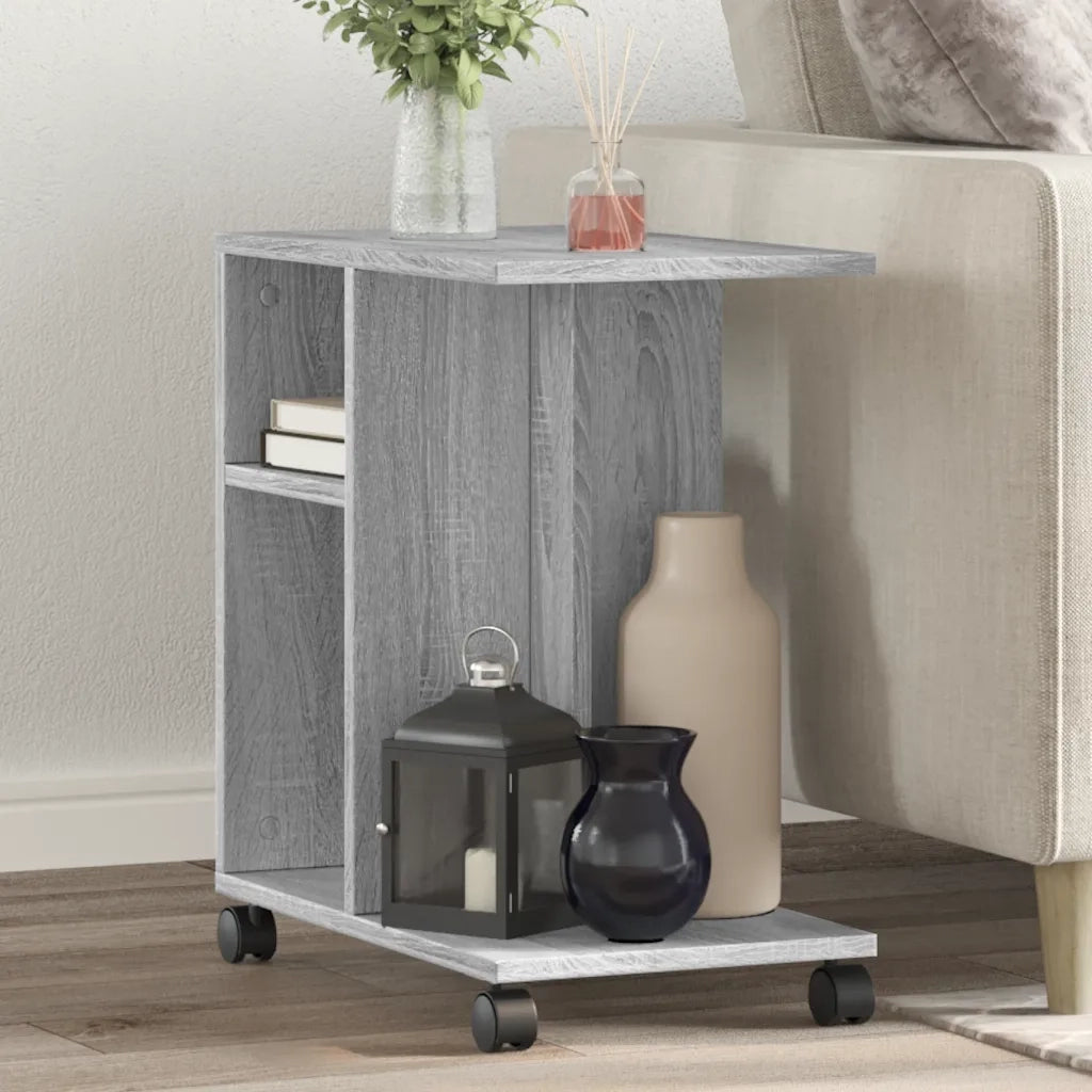 Tavolino con Ruote-Tavolino da soggiorno-Tavolo Grigio Sonoma 50x30x55 cm Legno Multistrato
