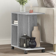 Tavolino con Ruote-Tavolino da soggiorno-Tavolo Grigio Sonoma 50x30x55 cm Legno Multistrato