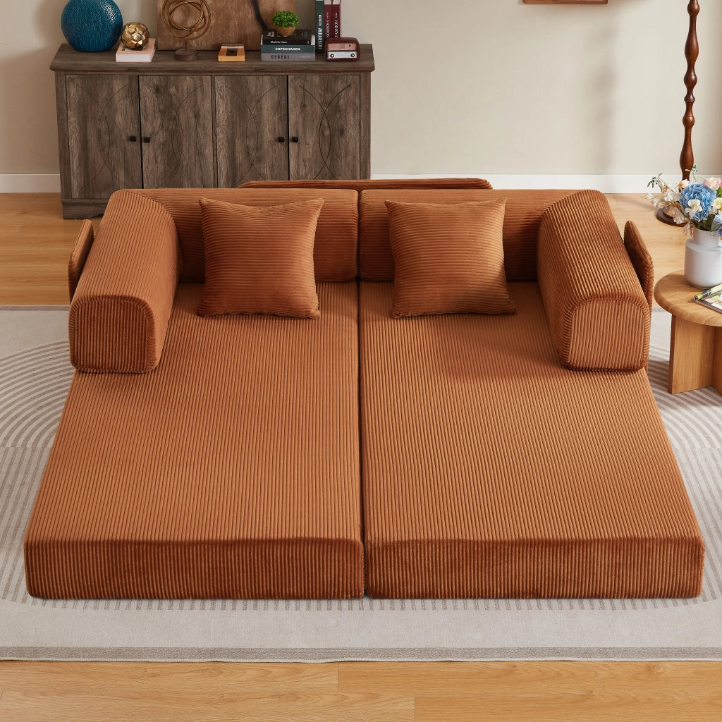 Divano letto pieghevole in schiuma terracotta