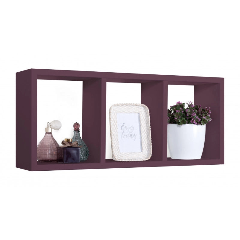 Mensola da Muro, Libreria Sospesa, Libreria da Parete, Scaffale da Parete, Viola Melanzana, 70x30 p15,5 cm - Tristano