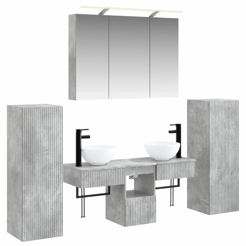 Set di mobili per il bagno 6 pcs Grigio Cemento 3407114