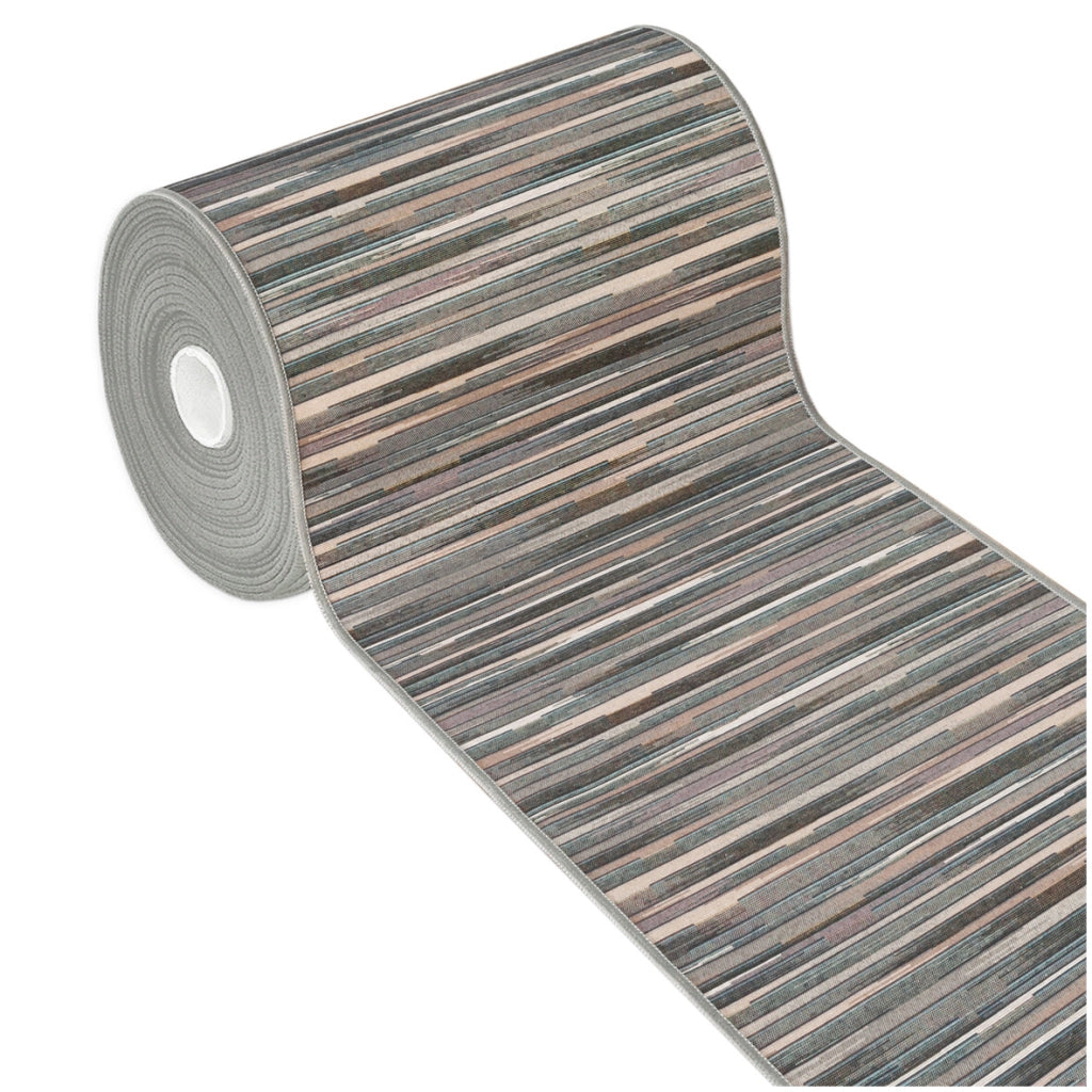 Tappeto Cucina Bordato Tessitura Piatta Bagno Camera Corridoio Stile Bamboo Grigio 52x280 cm