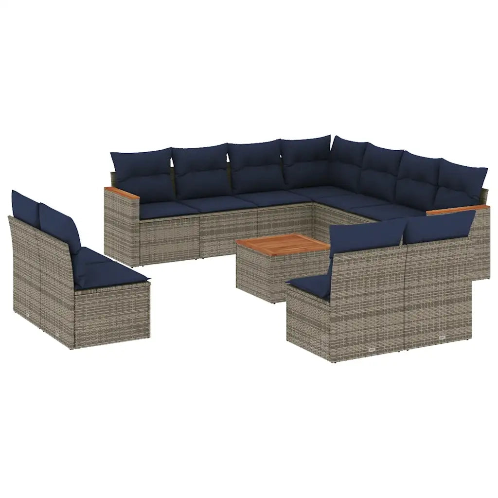 Set Divani da Giardino 12 pz con Cuscini Grigio in Polyrattan 3226096
