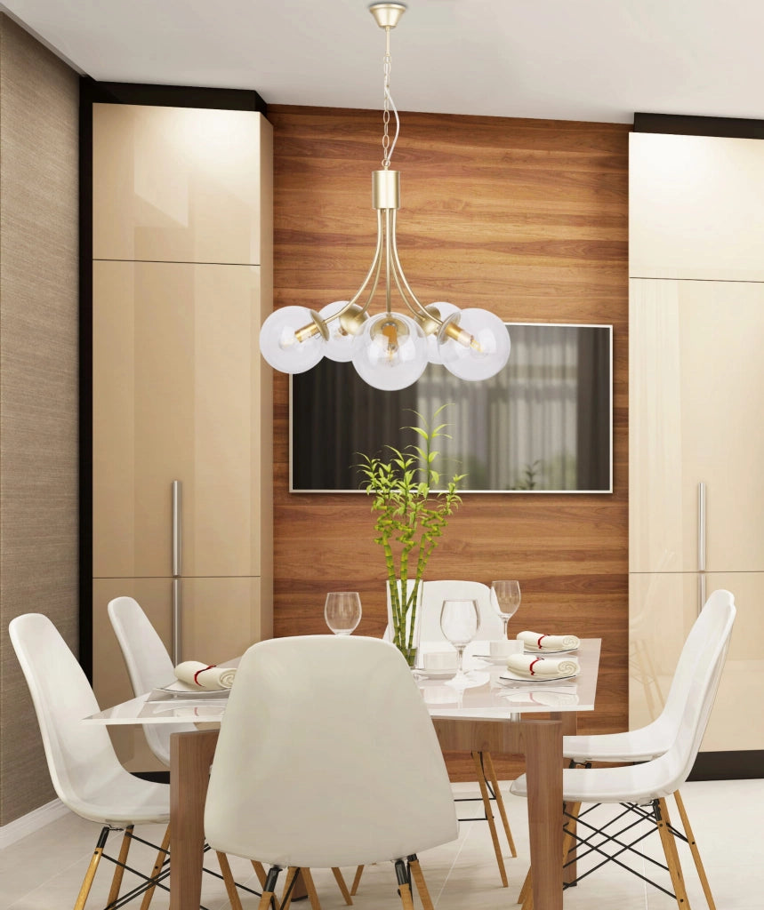 Lampadario Candellux DANI oro/vetro 5xE14 40W Ø60cm