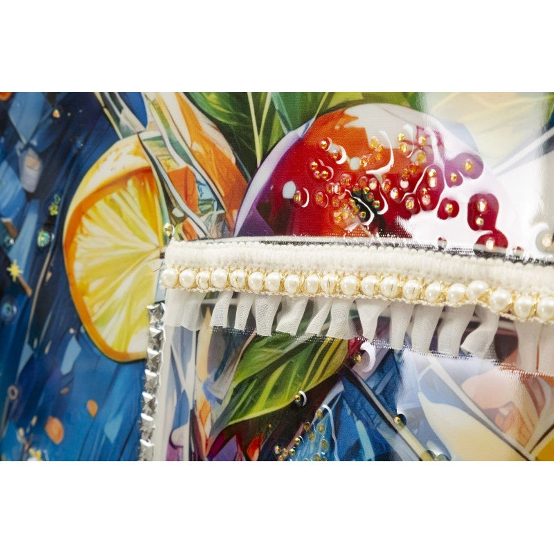 Stampa Decorata Su Tela Laccata Con Cornice Cocktail -b- cm 62x3,5 x92