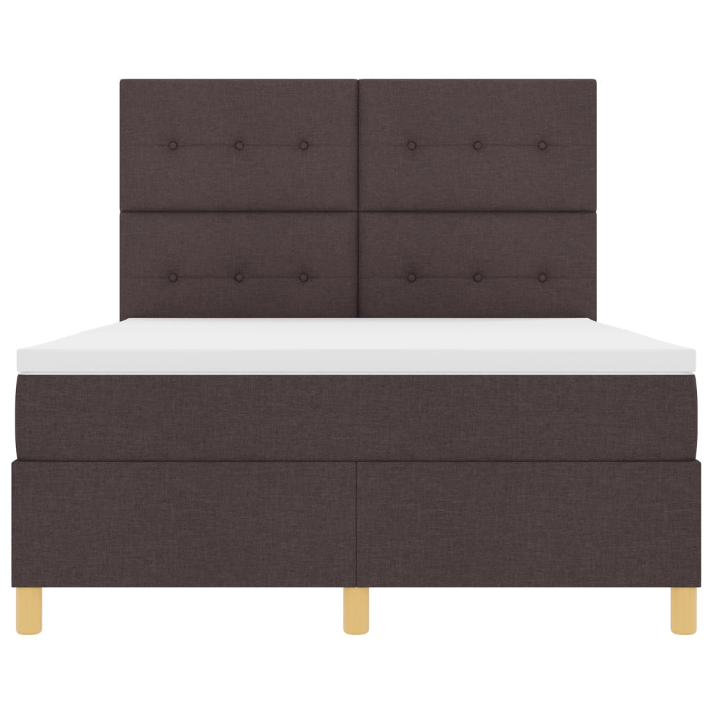 Letto a Box con Materasso e LED Marrone Scuro 160x200 cm Tessuto