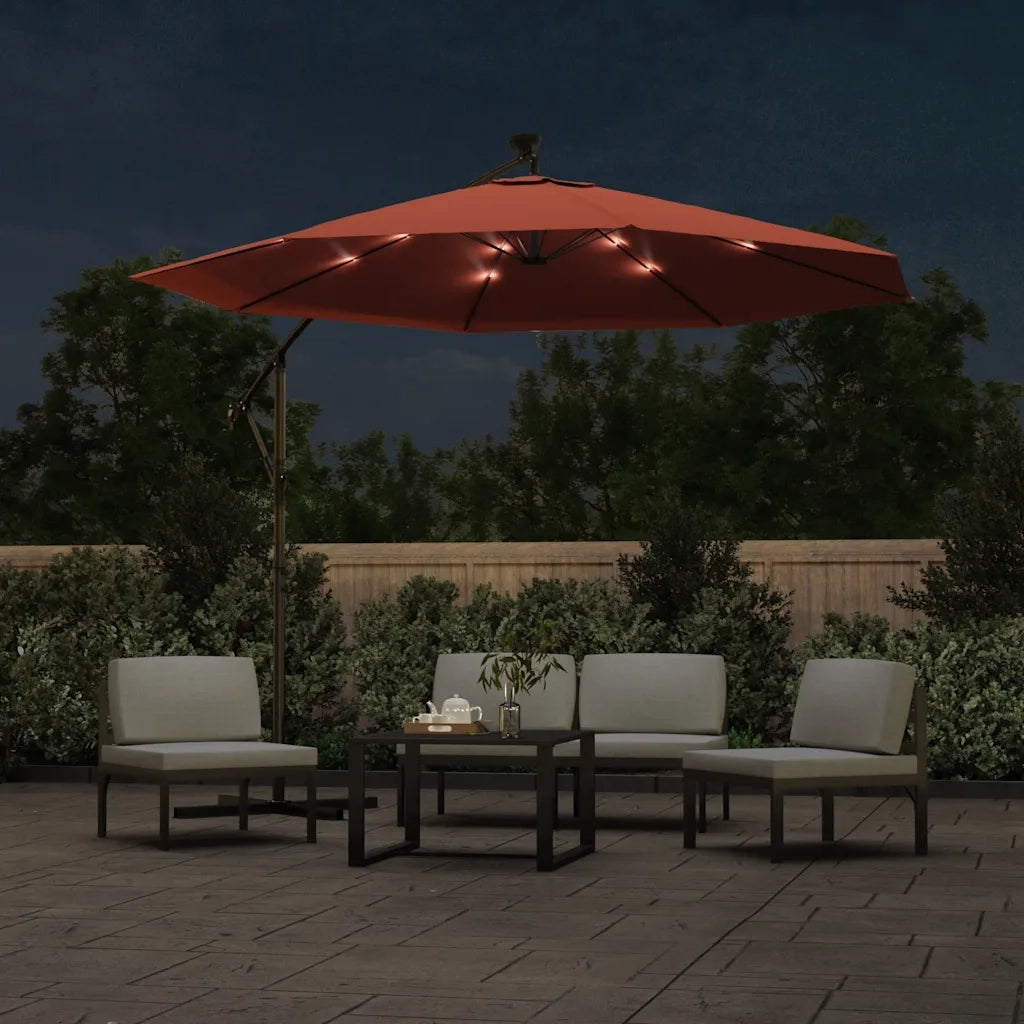 Ombrello | Parasolne a Sbalzo con LED e Palo in Acciaio Terracotta