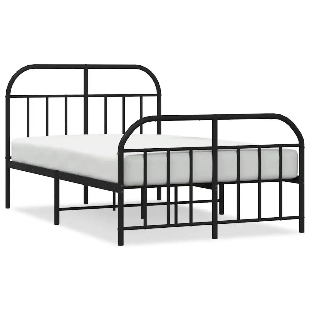 Letto matrimoniale | Letto per adulti | Giroletto con Testiera e Pediera Metallo Nero 120x190 cm