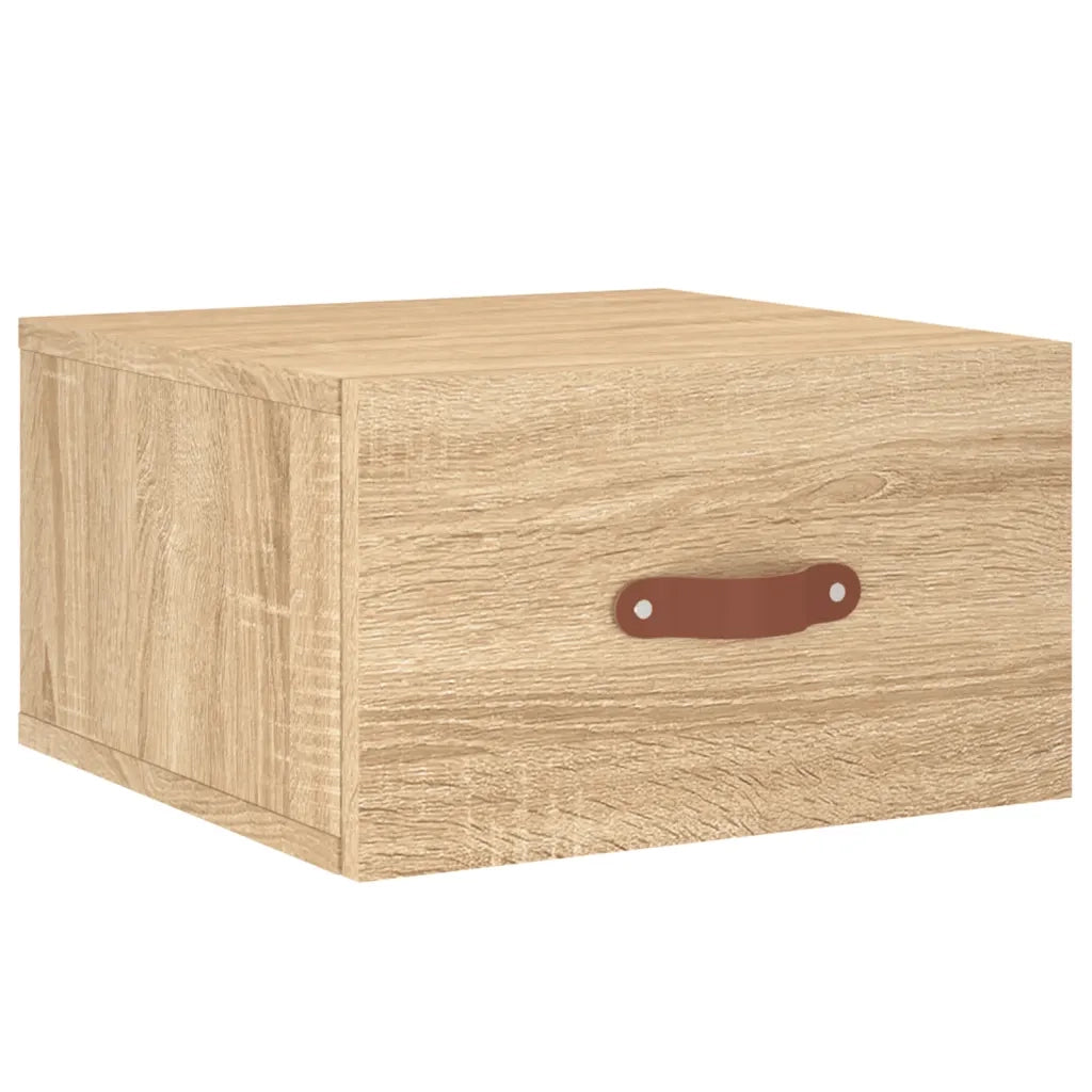 Comodino a Muro-Tavolino da notte sospeso Rovere Sonoma 35x35x20 cm 990245