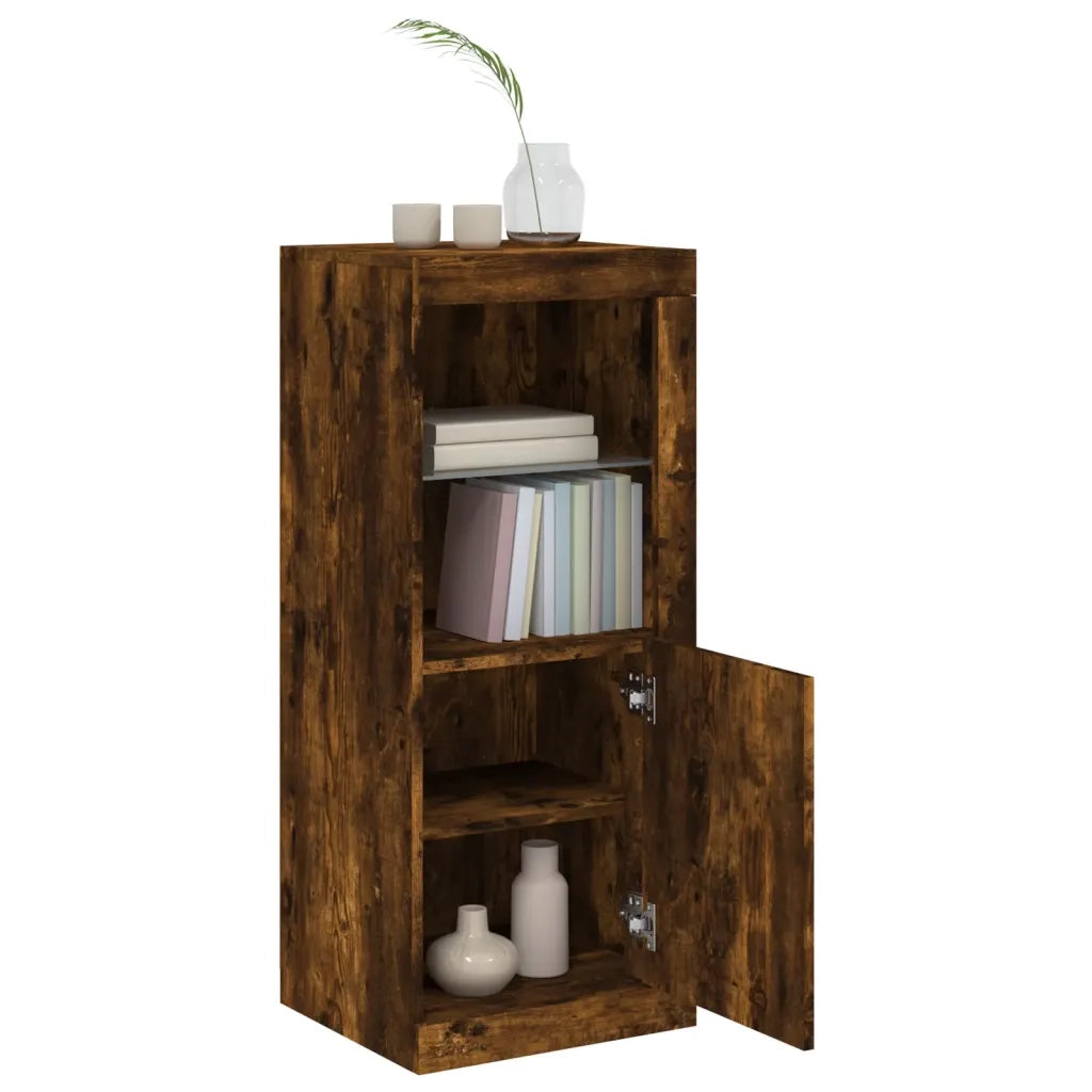 Credenza con Luci LED-Buffet-Armadio da cucina Rovere Fumo 41x37x100 cm 298609