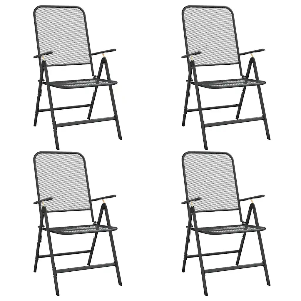 Set da Pranzo per Giardino 5pz | Set Salotto da Giardino Rete Metallica Espansa Antracite
