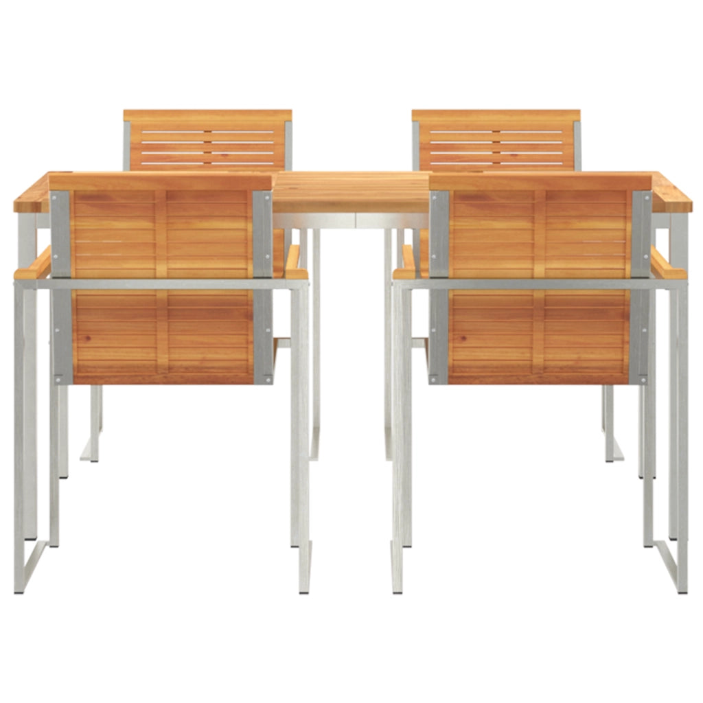 Set da Pranzo da Giardino  da 5 Pezzi in Legno Massiccio di Acacia