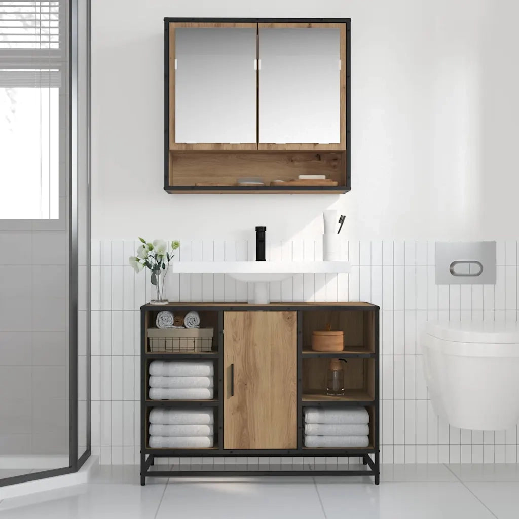 Scaffale da parete con porta Rovere artigianale 65 x 20 x 60 cm