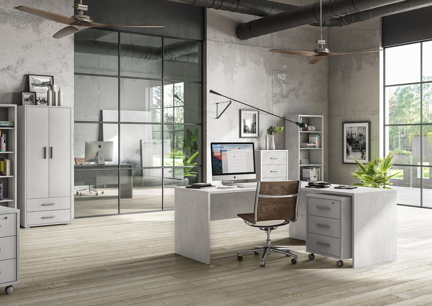 Armadio 2 Ante 2 Cassetti 71x182x41 cm Ossido Bianco