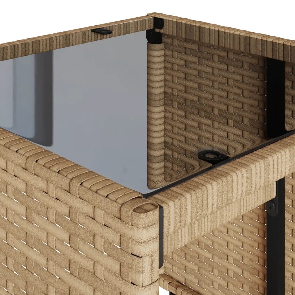 Set Divano da Giardino 4 pz con Cuscini Beige in Polyrattan