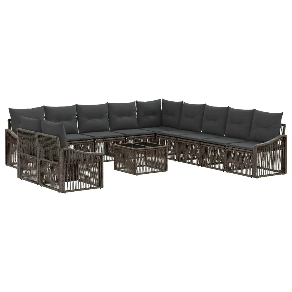 Set Divano da Giardino 12 pcs Grigio polyrattan