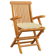 Sedie Giardino 3pz con Cuscini Bianco Crema Legno Massello Teak 3062531
