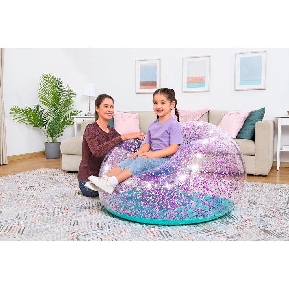 Trade Shop - Poltrona Pouf Gonfiabile Glitter Dream Per Bambini +6 Anni 114 X 112 X 66 Cm 75115 -