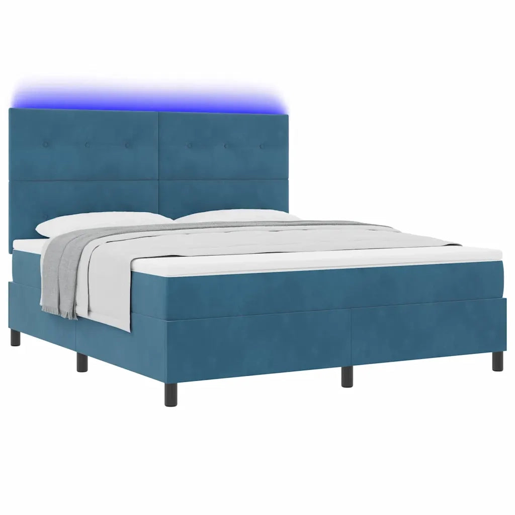 Letto a Sorgente LED Blu Scuro 180 x 200 cm Velluto 3343332