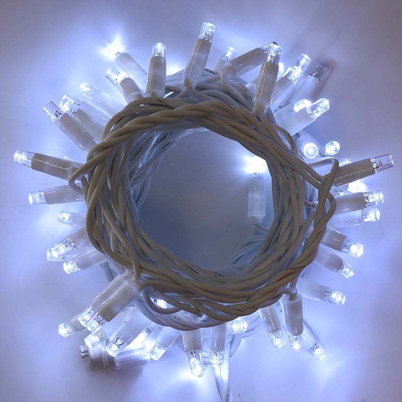 CATENA LUMINOSA 100 MAXI-LED CAVO BIANCO PROLUNGABILE CON LUCE BIANCA FISSA E INTERMITTENTE - PER DECORAZIONI EFFETTO CIELO STELLATO