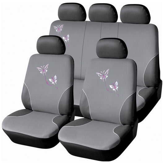 Set Coprisedili Anteriori e Posteriori Universali in Poliestere e Spugna Butterfly Grigi