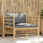 Divano da Giardino con Cuscini-Sofa da Giardino-Divano da esterno Grigio Scuro in Bamb¨´