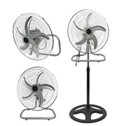 Trade Shop - Ventilatore 3in1 A Piantana Tavolo Muro 50cm 65 Watt Con 5 Pale 3 Velocità 6057002ml -