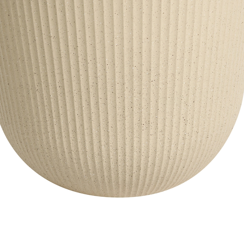 Set di 2 vasi da giardino grandi in materiale sintetico con effetto a coste per terrazzo, colore beige