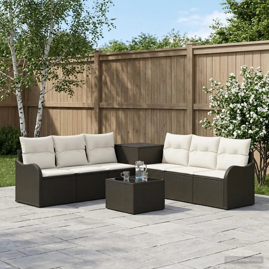 Set di divani 8 pz Nero e Bianco Crema 3448045