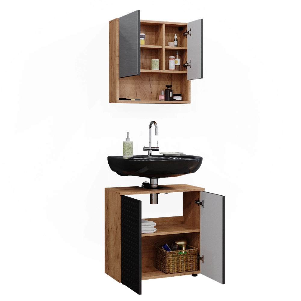 Vicco Set mobili bagno Antracite puntinato 2 parti, base 60 cm