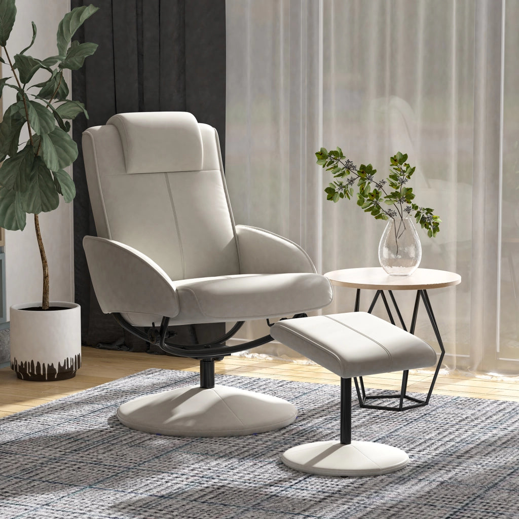 Poltrona Relax Reclinabile con Poggiapiedi ¨C Zephmum ¨C Finta Pelle Grigia 71x78x101cm
