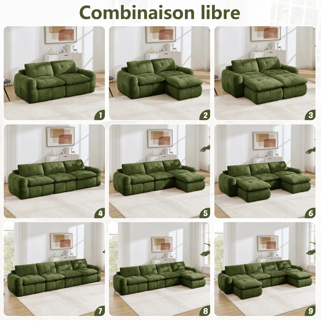 Divano modulare 2 posti 194x97 cm in ciniglia verde HOMVRA