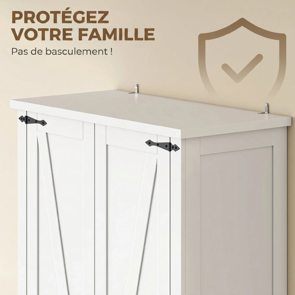 Armadio da cucina ¨C zephmum ¨C 2 ante con ruote, 6 scomparti, 14 portarack, ripiani regolabili, bianco