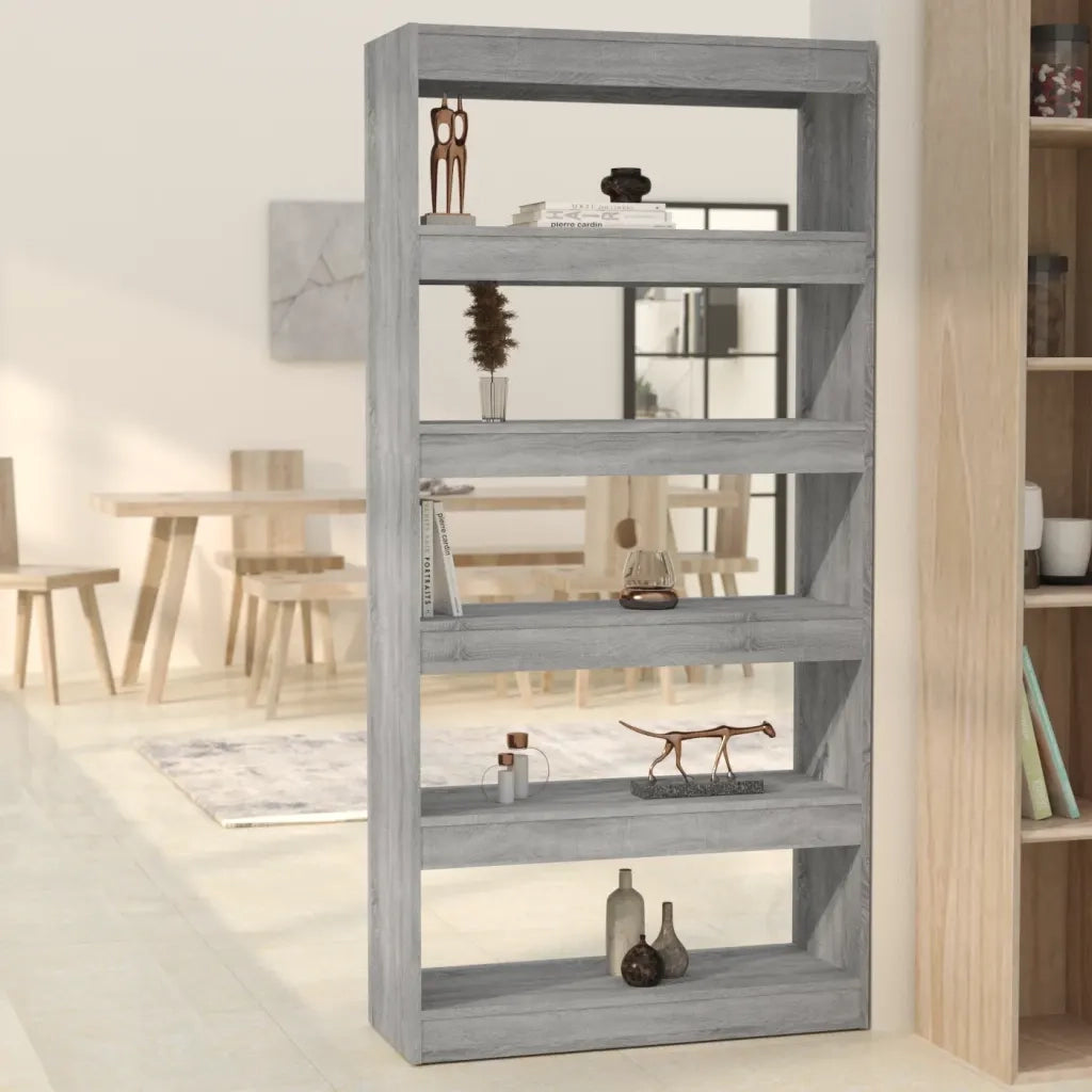 Libreria Divisorio-Scaffale per Libri-Mobile di Stoccaggio Grigio Sonoma 80x30x166 cm in Truciolato