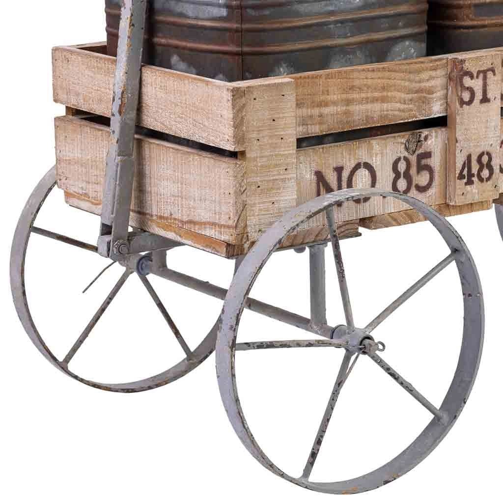 Carrello espositivo in legno e metallo marrone, 72,39x28,58x49,53 cm