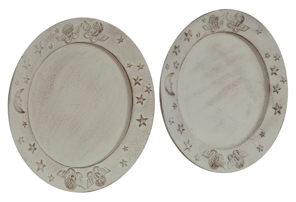 Biscottini SET 2 PIATTI IN LEGNO FINITURA BIANCO ANTICATO MADE IN ITALY