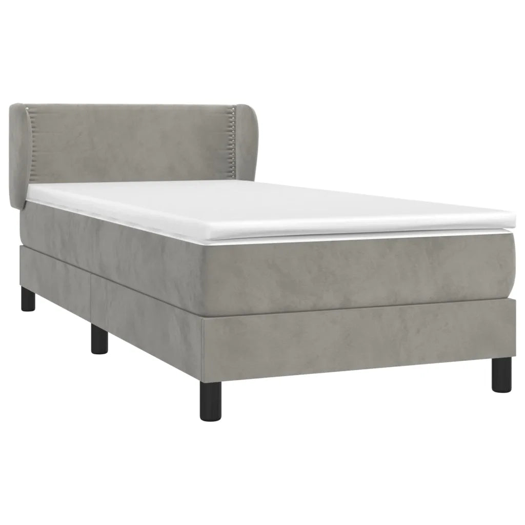Giroletto a Molle con Materasso Grigio Chiaro 90x200 cm Velluto 3127409