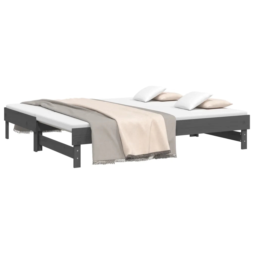 Dormeuse Estraibile Grigia 2x(90x190) cm Legno Massello di Pino 823391