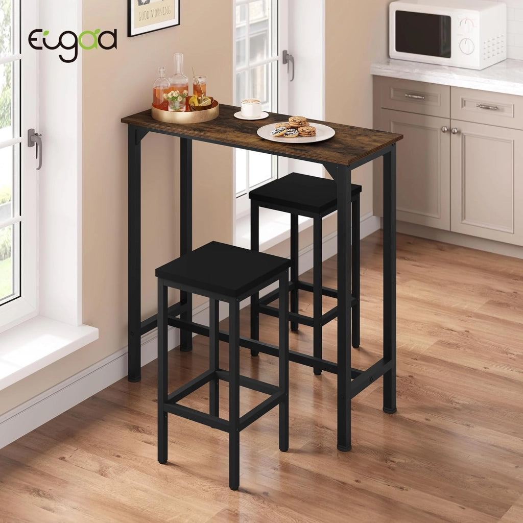 Tavolo da Bar Salvaspazio, Tavolo Alto da Cucina Stretto, bancone bar in Legno & Metallo per Home Bar Cucina, 100 x 40 x 100 cm, Rustico + Nero