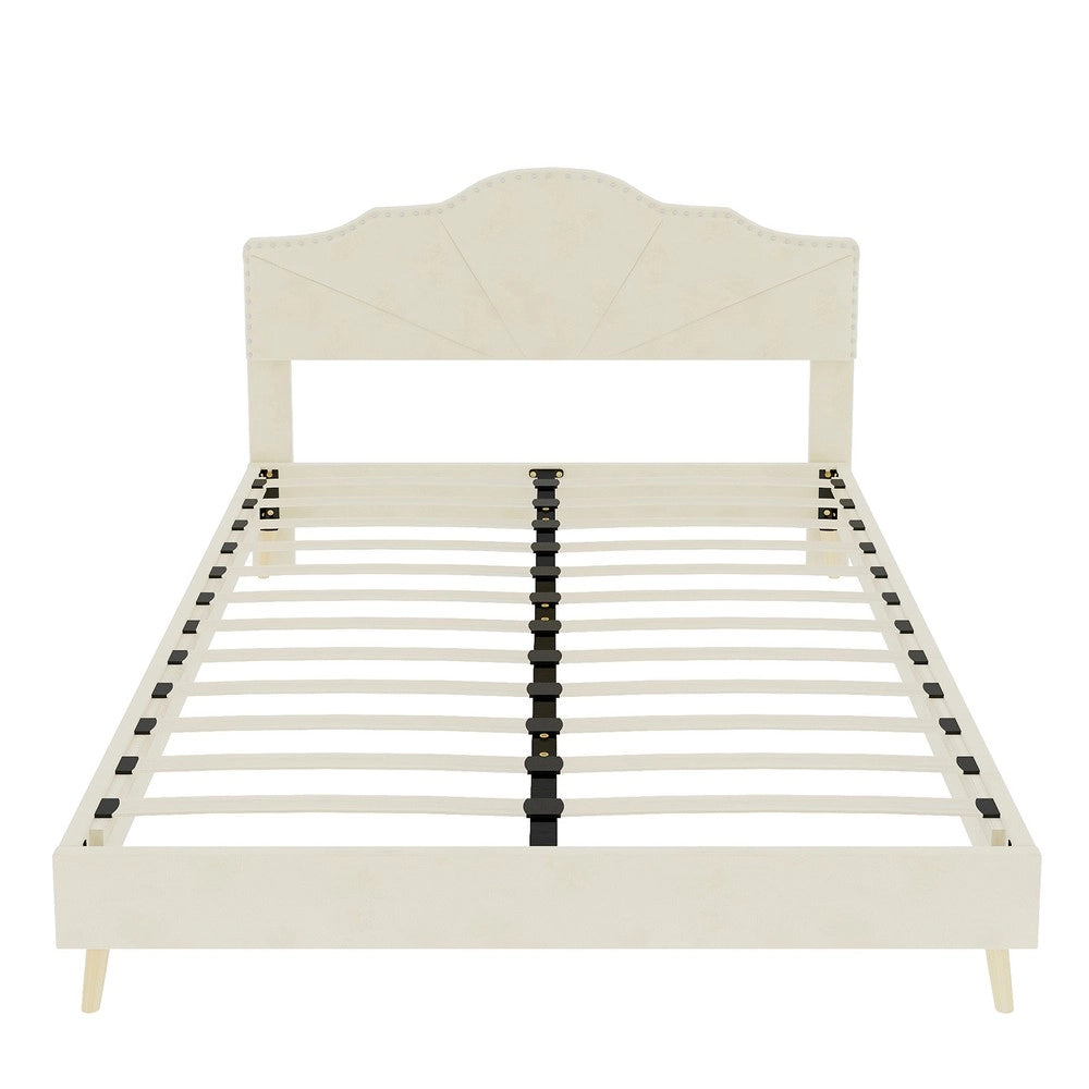 Letto Contenitore Imbottito con Materasso ¨C MINIMAL ¨C Velluto Beige 160x200